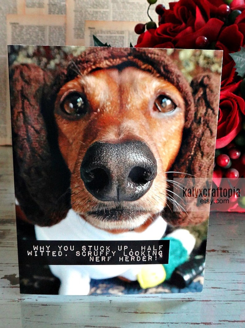 LOVE Star Wars Kiss Me Princess Leia Dachshund Card