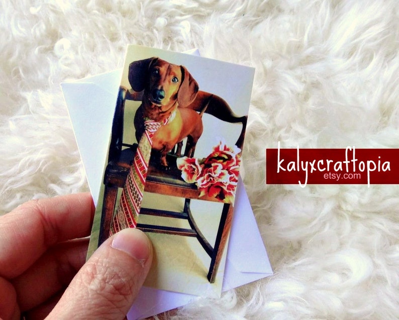 Blank inside LOVE Tiny Dachshund Bouquet Card