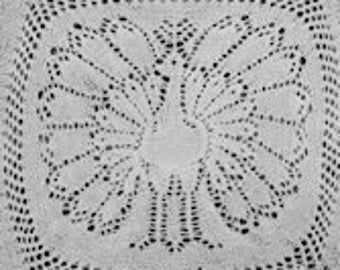 Knitted Peacock Doily Pattern,Peacock Pattern, Knitting Patterns, Instant Download