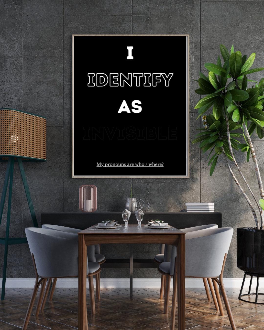 Self Identify As Invisible I Identify as Invisible Poster – Minimalist Black Typography Wall Art ...