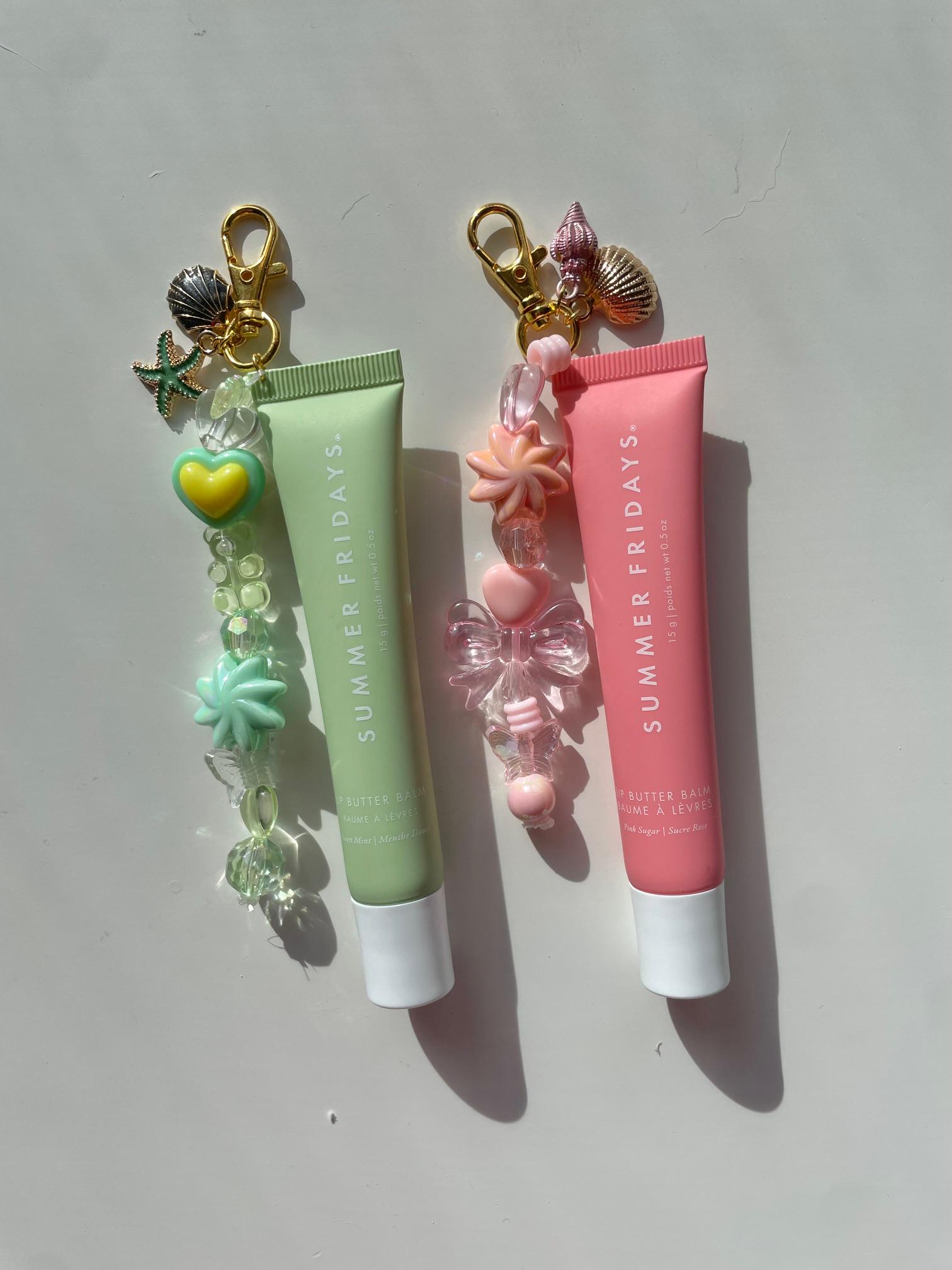 Lip Balm Charm Keychain, Beaded Bag Accessory | Valentines Day