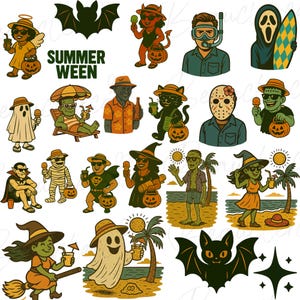 Summer Halloween PNG Bundle, I Freaking Love Summer PNG,Horror Summer Png,Trendy Summer Halloween Png, Funny Halloween Horror Characters png