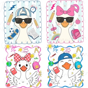 Personalized Boy Girl Back To School Png Png, First Day Of School Png, School Kids Goose Png, Teacher Goose Png, Kids Back To School Png