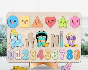 Personalized Wooden Name Princess Theme Puzzle | New Baby Gift | 1st Birthday Gift | First Birthday Baby Gift | Toddler Gift |Christmas Gift