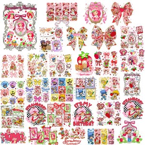 30+ Cartoon Strawberry Png, Strawberry Coquette Png, Strawberry Friendship Png,Castle Ribbon Png, Berry Sweet Girl Png, Best Friends Forever