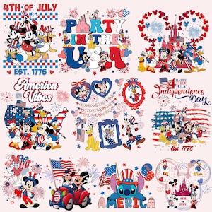 USA 4th Of July Mouse Png Bundle, Mouse Independence Day Png, American Flag, Mouse And Friends Png, Magical Castle Png, Kids 4th of july Png