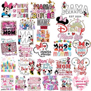 Cartoon Mother Day PNG Bundle, Cartoon Best Mom Ever Png, Floral Mama Png, Disney Family Trip Png, Minnie Disney Mom Png, Minnie Mama Png