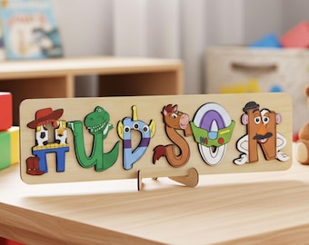 Personalisiertes Holz Namenspuzzle: Toy Story Thema