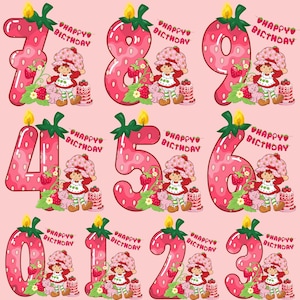 Personalized Cartoon Birthday Kid Png, Berry Sweet Girl Cartoon Kids PNG, Cute Happy Birthday Girl Png, Birthday Strawberry Character Png
