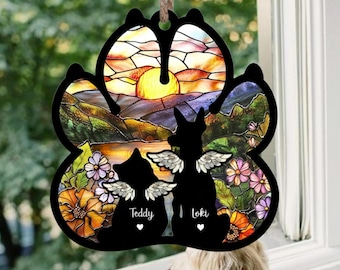 Kundenspezifischer Hund Erinnerungsanhänger Suncatcher - Verlust des Haustier-Sympathiegeschenks
