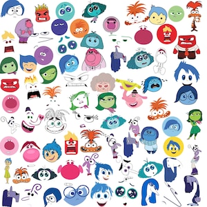 Mega Inside Out Faces SVG Cliparts Bundle, Inside Out 2 Cartoon Clipart, Inside Out 2 Character Face Svg, Joy Sadness Anger Disgust Fear SVG
