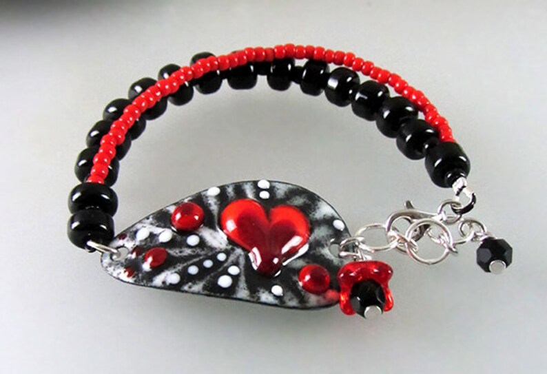 Heart of life Lampwork Bracelet by Michou Sonic /& Yoko Lightweight Copper Art Boho-Chic