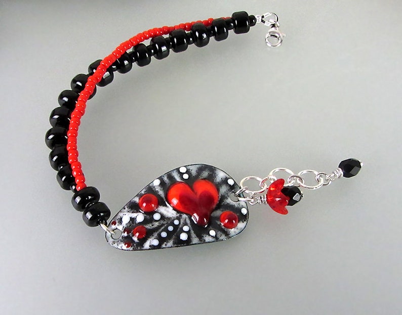 Heart of life Lampwork Bracelet by Michou Sonic /& Yoko Lightweight Copper Art Boho-Chic