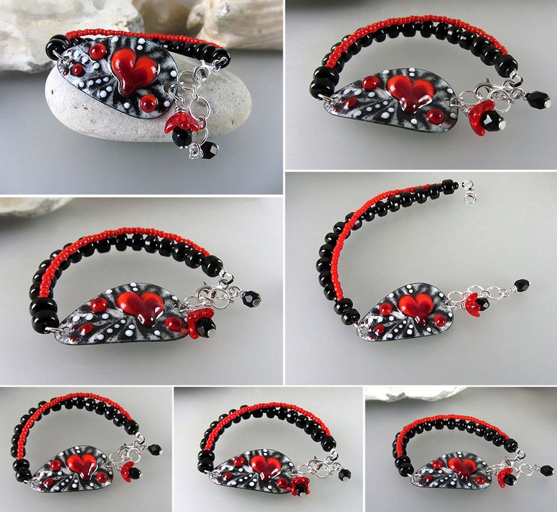 Heart of life Lampwork Bracelet by Michou Sonic /& Yoko Lightweight Copper Art Boho-Chic