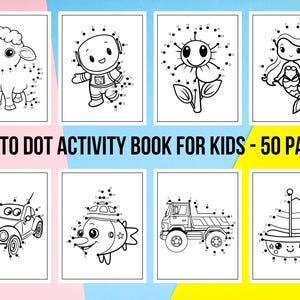 50 Dot to Dot Activity Book for Kids Ages 4-8 | Printable Digital Download | Fun Puzzle Game for Number Recognition