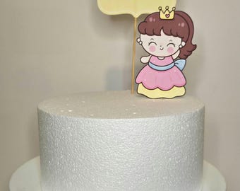 Adorno para tarta de princesa personalizado/decoración con nombre personalizado de cartulina brillante