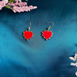 Red Heart Valentines Dangle Earrings
