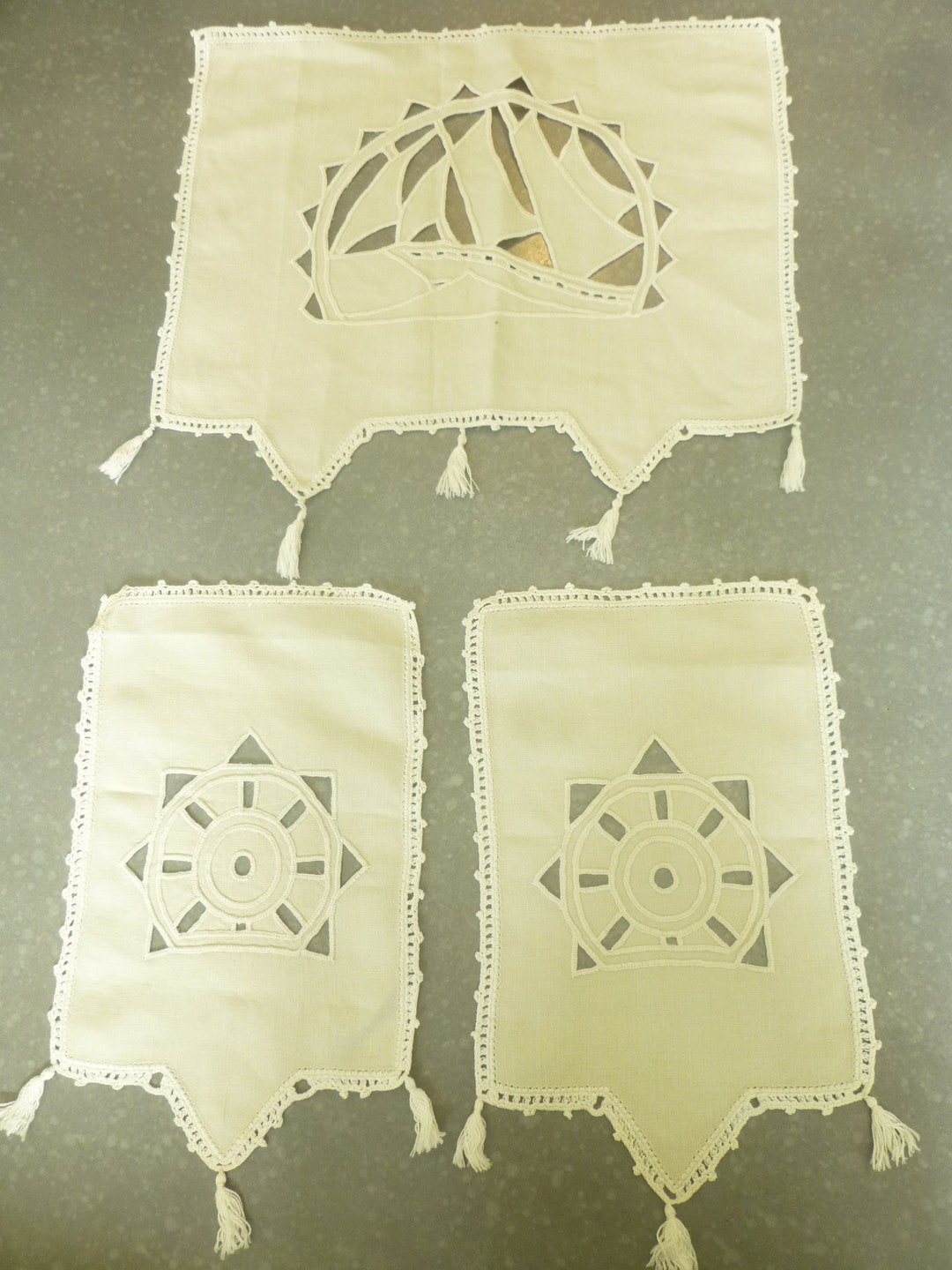 Chair Back and Arm Covers Vintage Linen Ships and Compasses Etsy