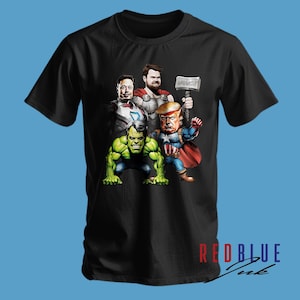 Superhero T-Shirt, Donald Trump, JD Vance, Robert F Kennedy, Elon Musk On a Mission to Make America Great Again Tee, Patriotic Graphic Shirt