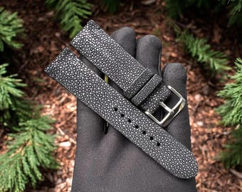 Black stingray watch straps, watch bands, Genuine leather watch straps, ostrich leg watch bands, 14/16/18/20/22/24 mm leather watch straps