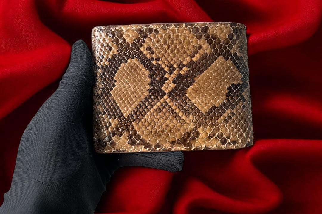 Python Cowboy Wallets Handmade Brown Python Leather Bifold Wallet: Custom Exotic Wallet, RFID ...
