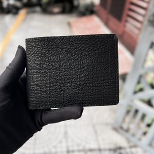 Black Shark Skin heren portemonnee, lederen heren portemonnee, lederen portemonnee voor mannen, luxe lederen heren portemonnee, cadeau voor hem cadeau voor papa