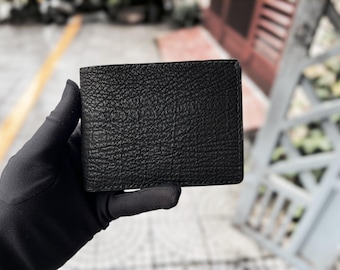 Portemonnee Black Shark Skin: luxe leren herenportemonnee, RFID-blokkering