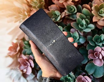Stingray Leather Long Wallet: Handmade Italian Vegetable Tanned Leather