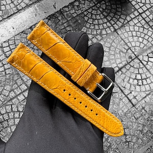 Gold Ostrich Leg watch straps, Genuine leather watch straps, ostrich leg watch bands, 14/16/18/20/22/24 mm leather watch straps