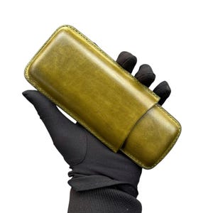 Handmade Italy Vegetable Tanned Leather Cigar Case, Leather Cigar Cases, Cigar Cover, Cigar Leather Humidor 2 to 3 tubes, Luxury Cigar Cases