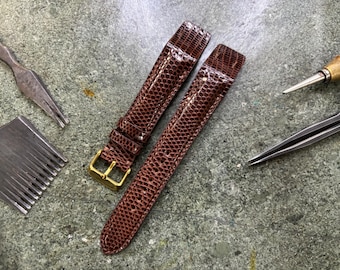 Open ended Lizard Watch Straps, Fixed Lug Leather Bands, Custom Sizes Available