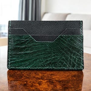 Porte-cartes exotique minimaliste en cuir de vachette, porte-cartes en cuir de vachette fait main, porte-cartes, portefeuilles de luxe pour cartes