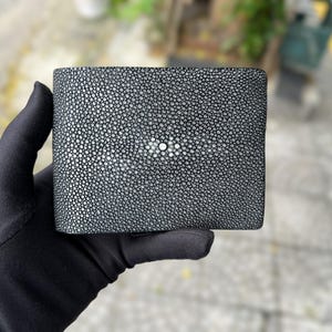 Cartera de hombre Stingray auténtica, cartera plegable de cuero para hombre, cartera de cuero de lujo para hombre, la mejor cartera de cuero para hombre
