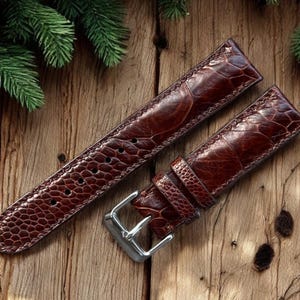 Dark Brown Ostrich Leg watch straps, Genuine leather watch straps, ostrich leg watch bands, 14/16/18/20/22/24 mm leather watch straps