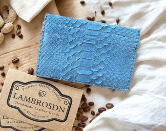 Tarjetero de piel de pitón exótica: Cartera de cuero hecha a mano