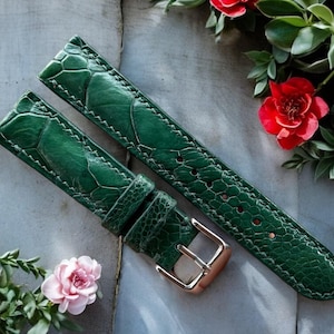 Green Ostrich Leg watch straps, Genuine leather watch straps, ostrich leg watch bands, 14/16/18/20/22/24 mm leather watch straps