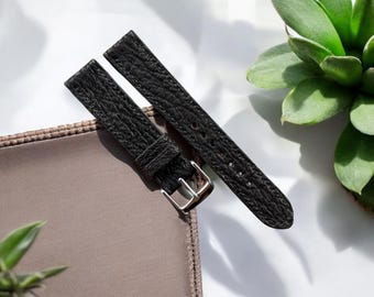 Black Shark Skin Watch Strap: Genuine Leather Watch Band