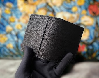 Black Shark Minimalistisk Läderkorthållare med Bifold-funktion: Handgjord Slim Plånbok, RFID-Blockering