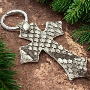 Cadeauset echte python-kaarthouder en kruissleutelhanger - handgestikte exotische herenaccessoires afbeelding 3