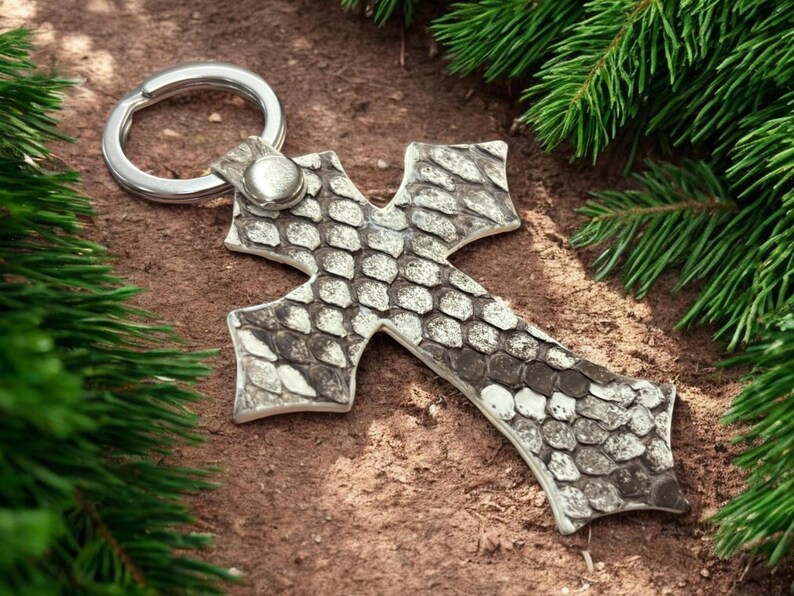 Cadeauset echte python-kaarthouder en kruissleutelhanger - handgestikte exotische herenaccessoires afbeelding 3
