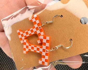 Power T Dangle Earrings Small | Tennessee Vols Jewelry | 3D Printed | Hypoallergenic