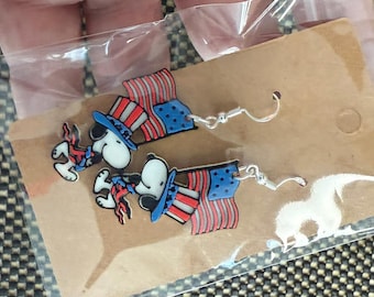 Show Your Patriotic Pup Pride! 3D Printed Snoopy with Flag Earring