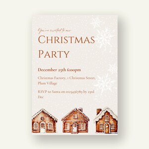 Editable Christmas party invitation, Christmas dinner, Christmas lunch, gingerbread house, candy house theme, with instant digital download