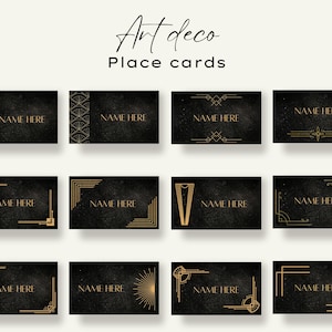 Afdrukbaar diner, sjabloon voor lunchfeest, plaatskaartsjabloon, sjabloon voor voedseletiketten | digitale directe download | Great Gatsby, art-decothema