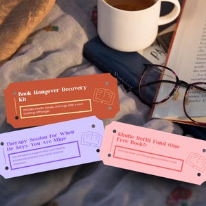 Cupones de romance picante y obsceno para cumpleaños, Día de la Madre, San Valentín / Regalo para amantes de la lectura / Imprimible / Editable / Descarga instantánea