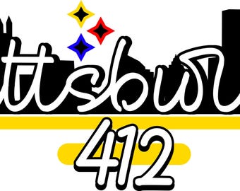 Pittsburgh 412 Skyline Print Design PNG SVG