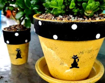 Cat Planter • Cute Cat Flower Pot • Whimsical Planter • Cat Lover Gift • Fun Boho Planter