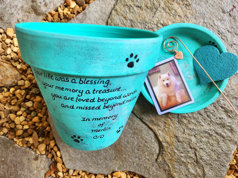 Pet Loss Gift Personalized Dog Memorial Garden Cat Memorial Pet Loss Sympathy Cat Loss Sympathy Herb Planters Rainbow Bridge image 7