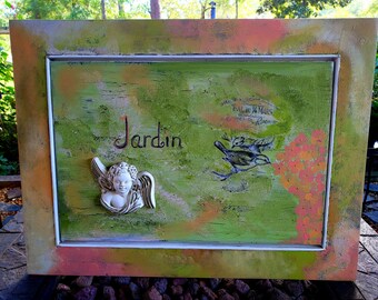 Mixed Media Art, Wall Art for Garden, Garden Lover Gifts, Rustic Garden Art, Garden Patio Art, Wood Sign for Garden, Rustic Garden Sign