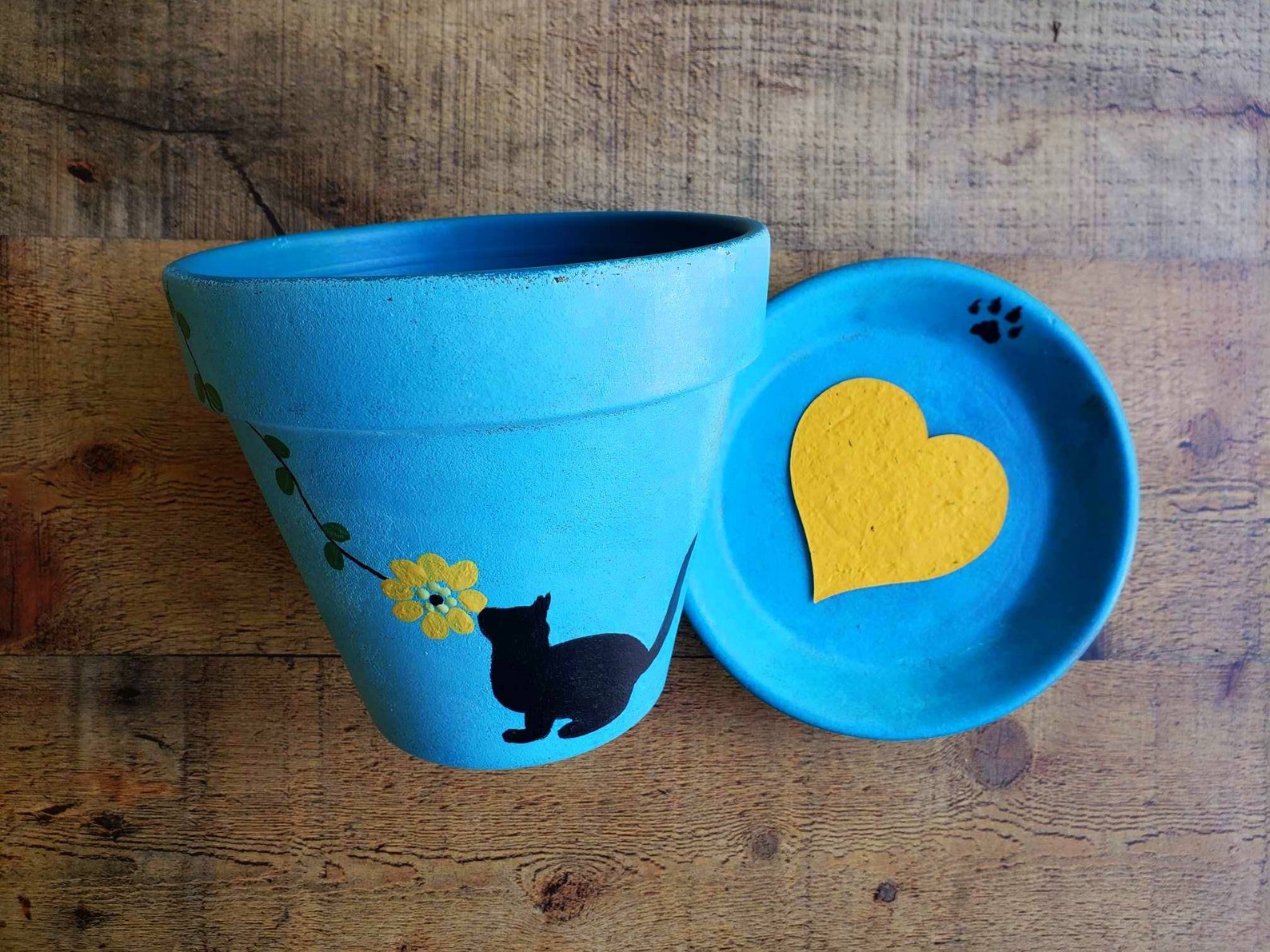 Planter with Cat Cat Flower Pot Rustic Vintage Look Cat Etsy